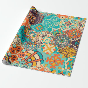 Seamless colourful patchwork tile with Islam, Arab Wrapping Paper