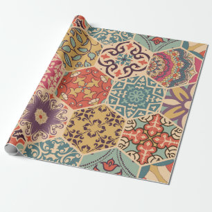 Seamless colourful patchwork tile with Islam, Arab Wrapping Paper