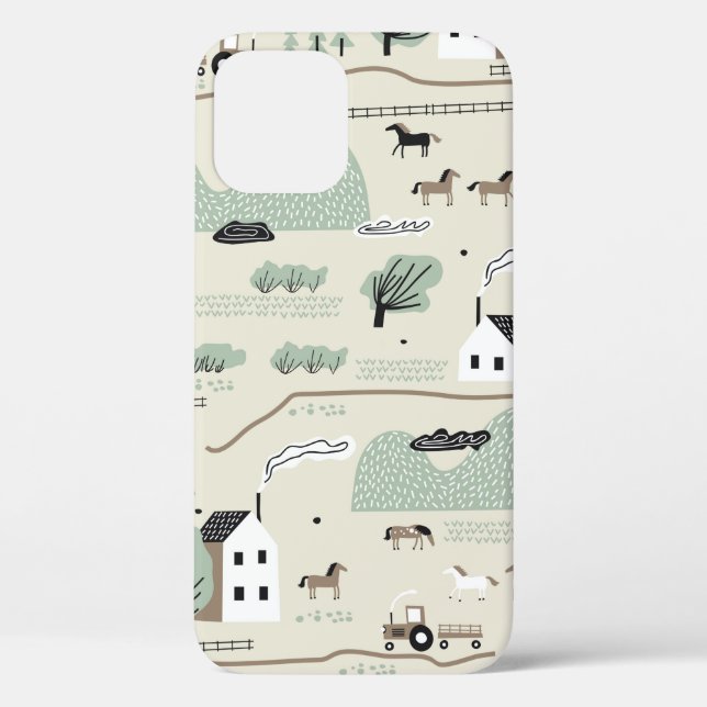 Seamless colourful pattern with house, trees, hors Case-Mate iPhone case (Back)