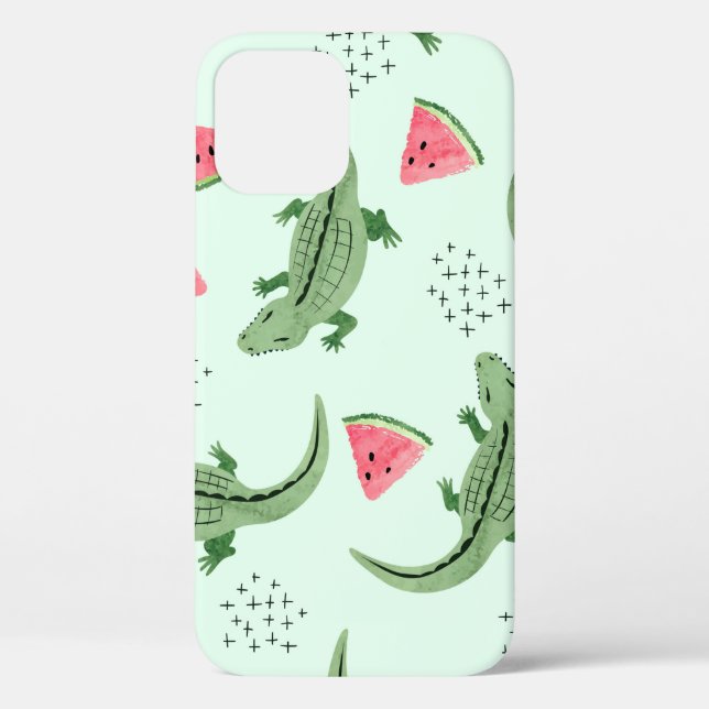 Seamless crocodile pattern with watermelon slices. Case-Mate iPhone case (Back)