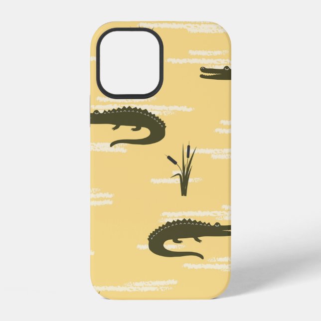 Seamless crocodiles pattern. Vintage yellow backgr iPhone Case (Back)