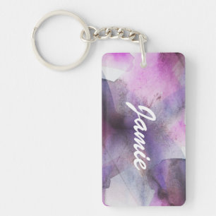 seamless cubism purple abstract art key ring