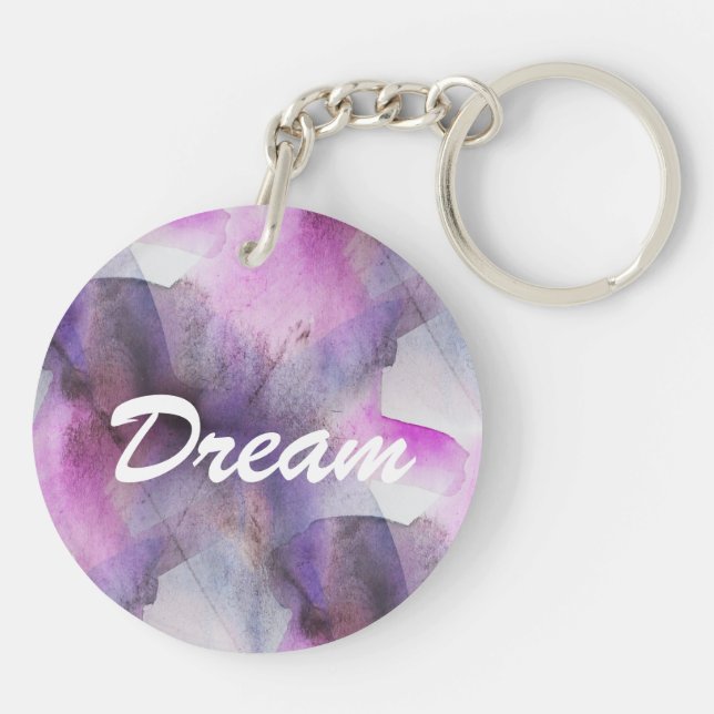 seamless cubism purple abstract art key ring (Back)