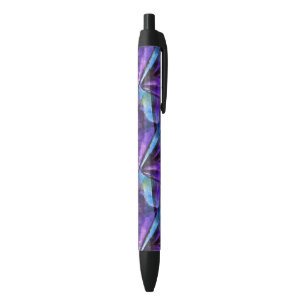 seamless cubism purple, blue abstract art black ink pen