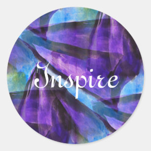 seamless cubism purple, blue abstract art classic round sticker