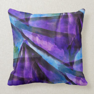 seamless cubism purple, blue abstract art cushion