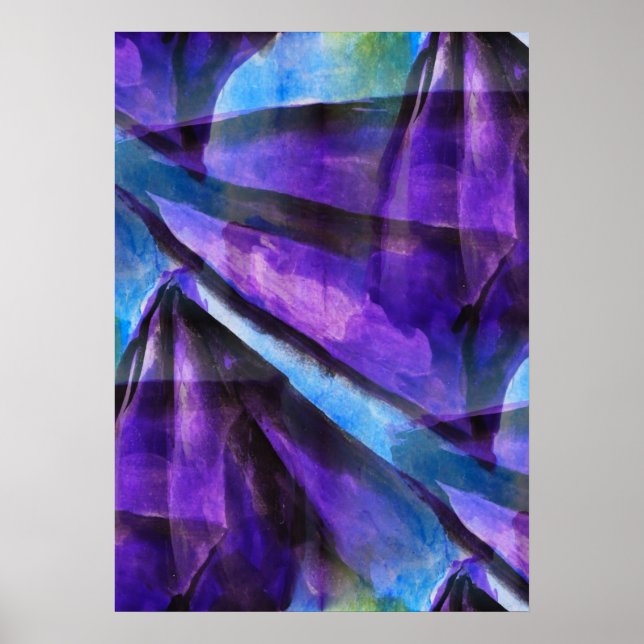 seamless cubism purple, blue abstract art poster (Front)