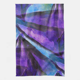 seamless cubism purple, blue abstract art tea towel