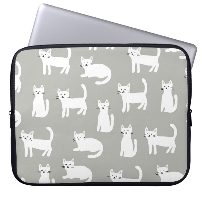 Seamless cute cats pattern, playful design. laptop sleeve (Front)