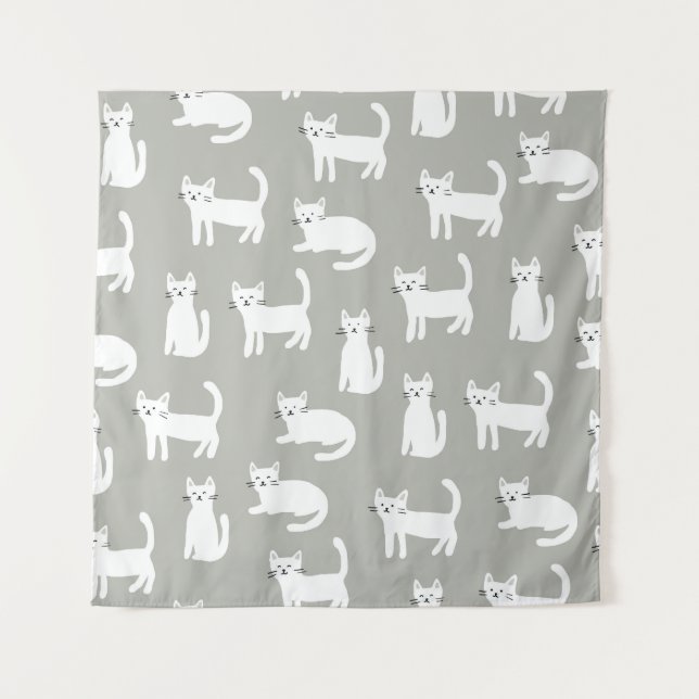 Seamless cute cats pattern, playful design. tapestry (Front)