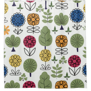 Seamless cute pattern, nature in summer, abstract  shower curtain