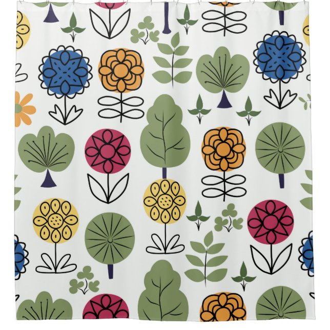 Seamless cute pattern, nature in summer, abstract  shower curtain (Front)