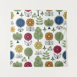 Seamless cute pattern, nature in summer, abstract tapestry