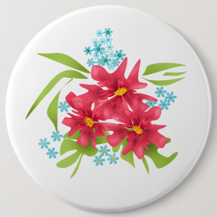 Seamless cute red flowers floral pattern cartoon b 6 cm round badge