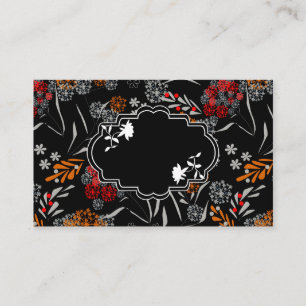 Seamless cute small flowers floral pattern black v business card