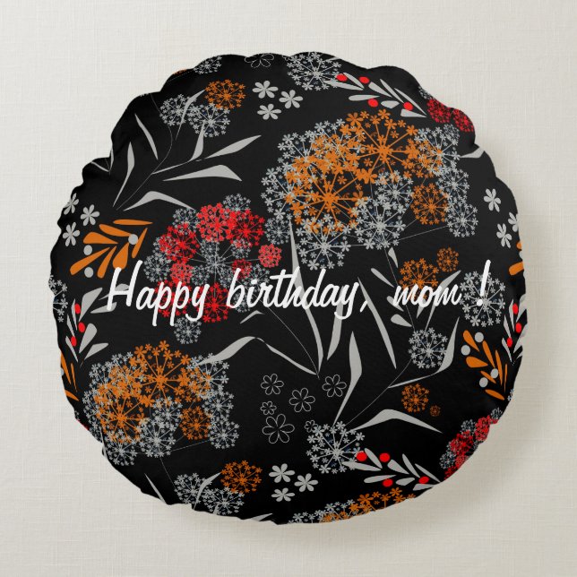 Seamless cute small flowers floral pattern Happy Round Cushion (Front)