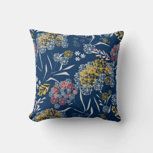 Seamless cute small flowers floral pattern navy vi cushion