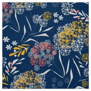 Seamless cute small flowers floral pattern navy vi fabric