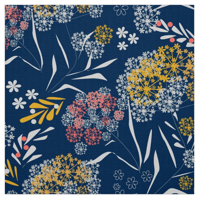 Seamless cute small flowers floral pattern navy vi fabric (Swatch)