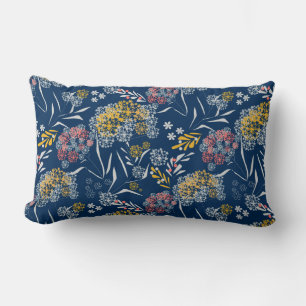 Seamless cute small flowers floral pattern navy vi lumbar cushion