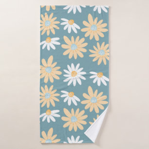 Seamless daisies pattern in small naive wild flowe bath towel