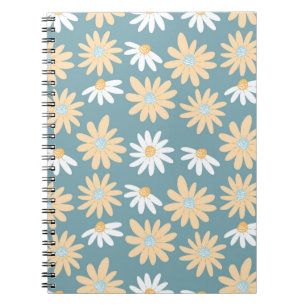 Seamless daisies pattern in small naive wild flowe notebook
