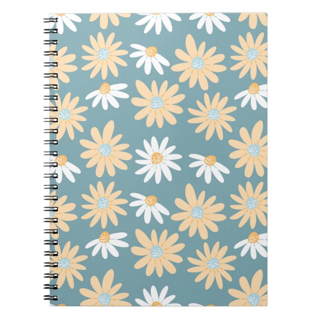 Seamless daisies pattern in small naive wild flowe notebook (Front)