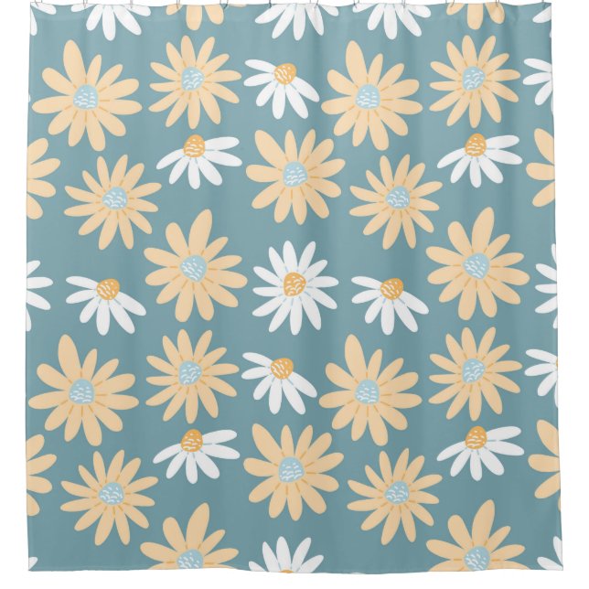 Seamless daisies pattern in small naive wild flowe shower curtain (Front)