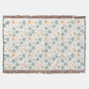 Seamless Daisy Flower In Blue, Orange, and Yellow Throw Blanket