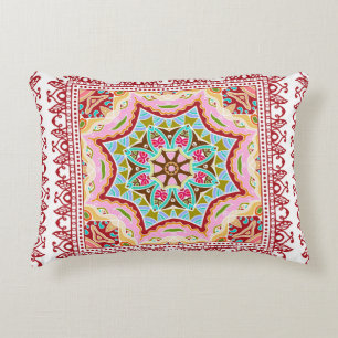 Seamless damask with colourful patchwork. Vintage Decorative Cushion