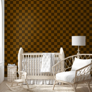 Seamless Dark and Light Brown Chequered Wallpaper