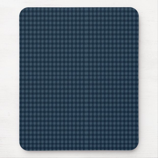 Seamless Dark Blue & Gray Gingham Rustic Pattern Mouse Pad (Front)