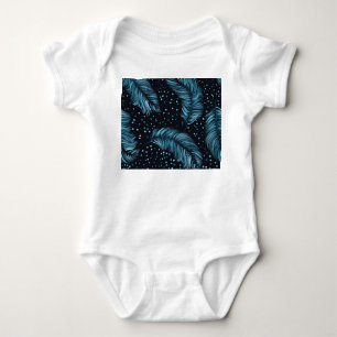 Seamless dark feather texture, abstract vintage. baby bodysuit