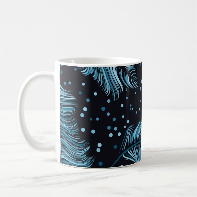 Seamless dark feather texture, abstract vintage. coffee mug (Left)