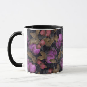 Seamless dark plum fruits purple berries cherry pa mug