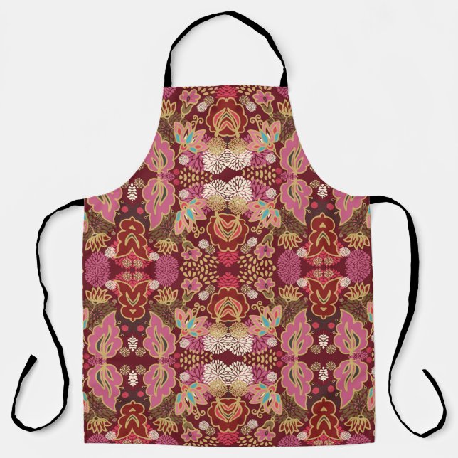 Seamless decorative chaotic floral pattern apron (Front)