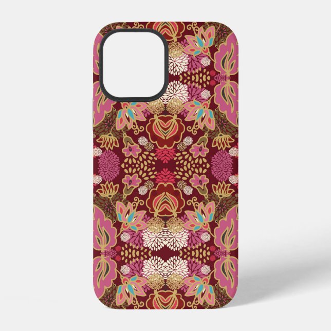 Seamless decorative chaotic floral pattern iPhone case (Back)