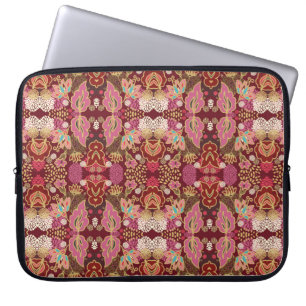 Seamless decorative chaotic floral pattern laptop sleeve