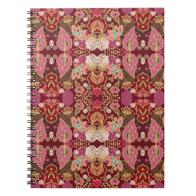 Seamless decorative chaotic floral pattern notebook (Front)