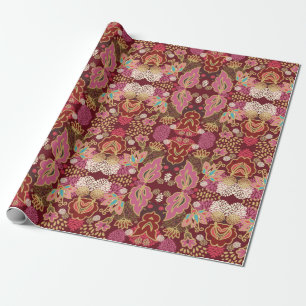 Seamless decorative chaotic floral pattern wrapping paper