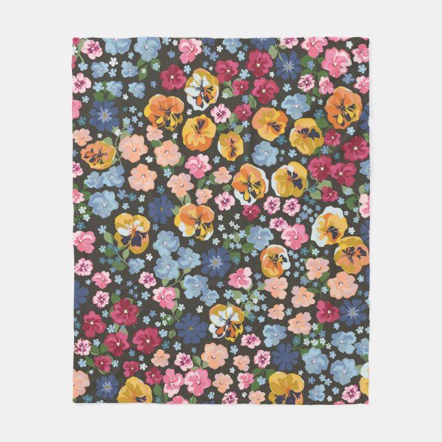 Seamless decorative elegant pattern with cute flow fleece blanket (Front)