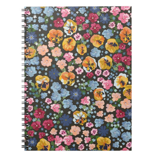Seamless decorative elegant pattern with cute flow notebook (Front)