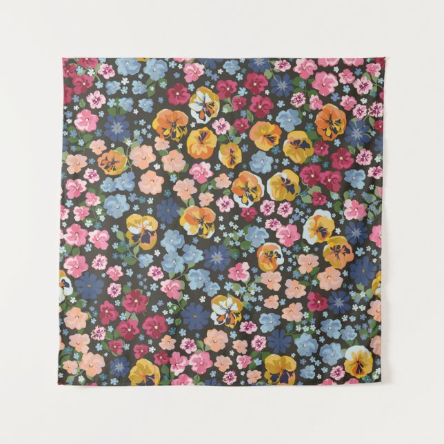 Seamless decorative elegant pattern with cute flow tapestry (Front)