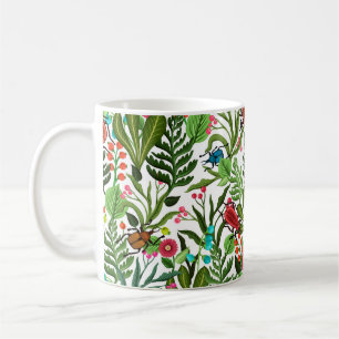 Seamless decorative pattern with plants and insect coffee mug