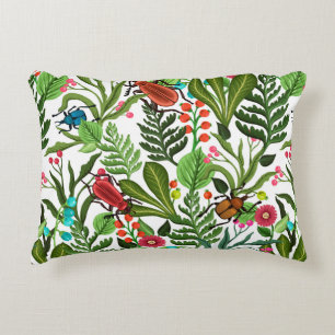 Seamless decorative pattern with plants and insect cushion