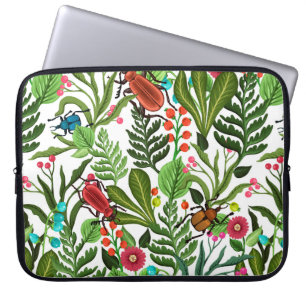 Seamless decorative pattern with plants and insect laptop sleeve