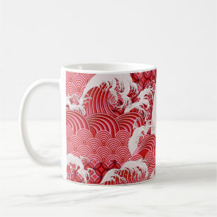 Seamless decorative pattern with waves in Chinese Coffee Mug