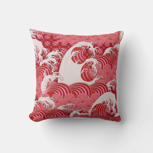 Seamless decorative pattern with waves in Chinese  Cushion (Front)