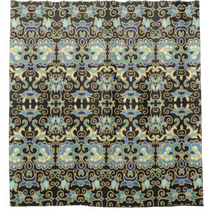 Seamless decorative Vintage laced design on golden Shower Curtain