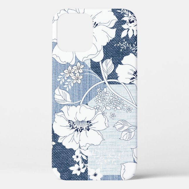 seamless denim patchwork on flower Case-Mate iPhone case (Back)